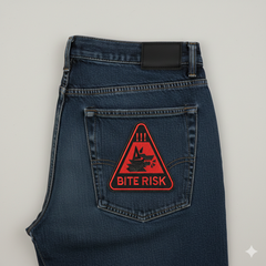 Bite Risk Wolf Warning Machine Embroidery Design – Triangle Patch Motif in 8 Sizes and Multiple Formats