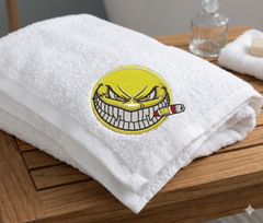 Badass Smiley Face With Cigar Machine Embroidery Design - Angry Smoking Emoji - 8 Sizes & Multiple Formats
