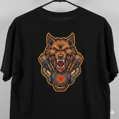 Howling Wolf Engine Embroidery Design – Biker Vest File (8 Sizes, 8 Formats) (Digital Download)