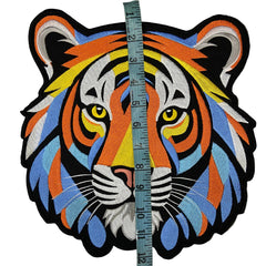 Vibrant Tiger Face Embroidery Patch: Iron-On or Sew-On Animal Applique