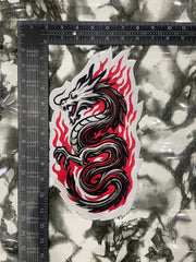 Fire Dragon Embroidered Back Patch – Premium Japanese Style Dragon Applique