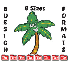 Palm Tree Embroidery Design, Cartoon Summer Machine File