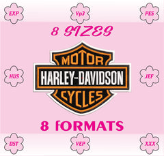 Harley Davidson Bar and Shield Logo Machine Embroidery Design, Classic American Motorcycle Embroidery File, 8 Sizes, 8 Formats