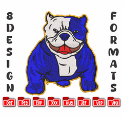 Blue Bulldog Embroidery Design, Bull Dog Mascot Digital File