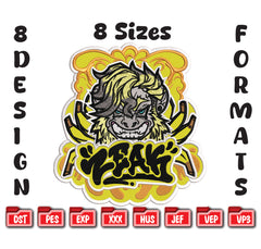 ZEAK Monkey Embroidery Design, Graffiti Gorilla Art File, 8 Sizes