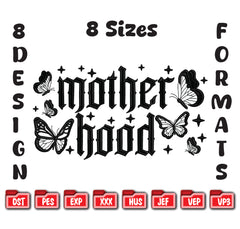 Motherhood Embroidery Design | Gothic Butterflies, Stars Machine File (Digital Download)