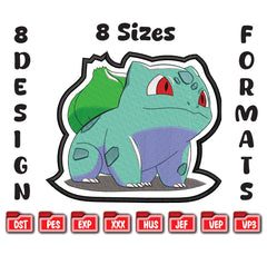 Bulbasaur Embroidery Design – 8 Sizes, Multiple Formats (Digital Download)