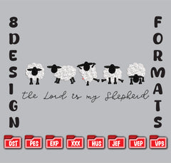 Christian Sheep Embroidery Design - The Lord Is My Shepherd Digital File