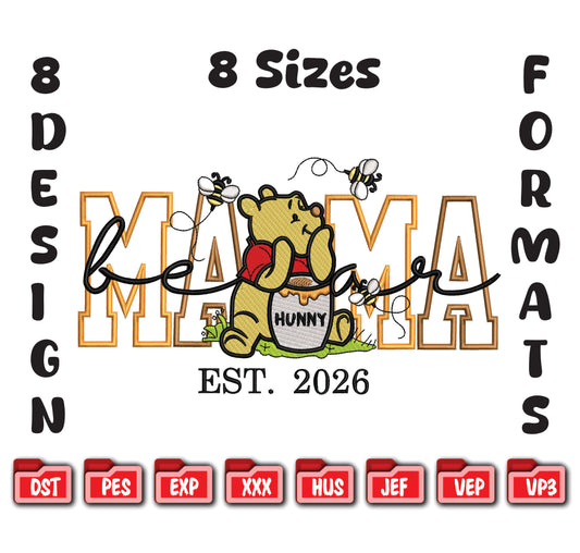 Mama Bear Embroidery Design: Winnie the Pooh Machine File (Digital Download)
