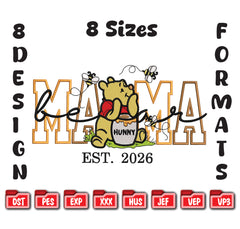 Mama Bear Embroidery Design: Winnie the Pooh Machine File (Digital Download)