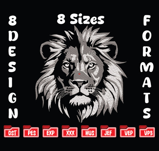 Majestic Lion Head Embroidery Design, Wild Animal King Digital File