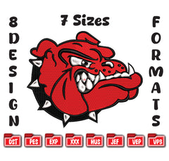 Bulldog Mascot Embroidery Design, Angry Red Bull Dog Digital File