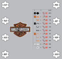 Harley Davidson Bar and Shield Logo Machine Embroidery Design, Classic American Motorcycle Embroidery File, 8 Sizes, 8 Formats