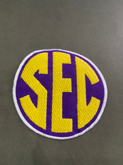 LSU Tigers Purple and Gold Patch Collection | Large Back Patch, Mini Tiger, Tiger Paw Print, Metallic Gold SEC Patch | Iron On Sew On