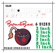 BombBae Embroidery Design, Cartoon Bomb Machine File
