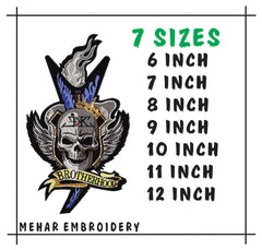 Skull Brotherhood Embroidery Design, Crowned Winged Skull Digital File