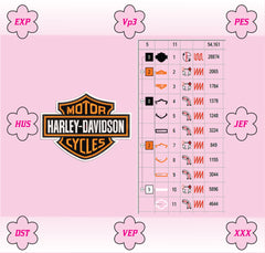 Harley Davidson Bar and Shield Logo Machine Embroidery Design, Classic American Motorcycle Embroidery File, 8 Sizes, 8 Formats