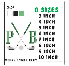 Golf Monogram Frame Embroidery Design, Clubs Border (Instant Download)