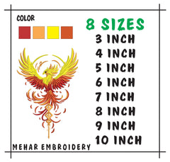 Rising Phoenix Firebird Machine Embroidery Design - Mythical Totem Back Patch