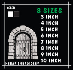 Medieval Stone Door Embroidery Design, Castle Archway Embroidery, Fairytale Gate Pattern