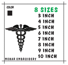 Caduceus Embroidery Design, Medical Symbol Digital File, Doctor Nurse Logo