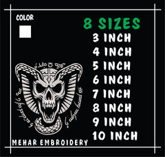 Gothic Cobra Skull Embroidery Design, Dark Occult Snake Digital File