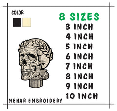 Skull and Ionic Pillar Embroidery Design – Dark Academia File (8 Sizes and Formats)