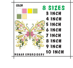Floral Butterfly Machine Embroidery Design
