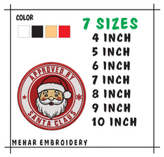 Santa Claus Approved Embroidery Design, Christmas Stamp Digital File