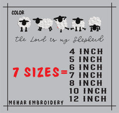 Christian Sheep Embroidery Design - The Lord Is My Shepherd Digital File