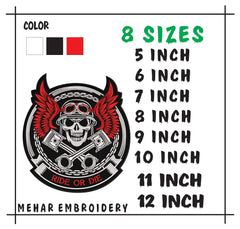 Ride or Die Biker Skull Embroidery Design, Motorcycle Digital File
