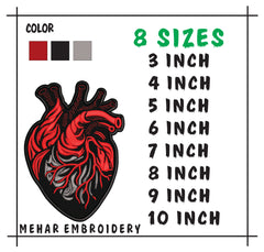Anatomical Heart Embroidery Design, Human Heart PES, 16 Sizes BX File