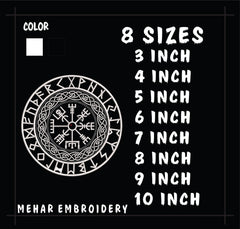 Viking Compass Vegvisir Embroidery, Norse Rune Machine Design