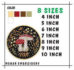 Mushroom Embroidery Design - Forest Fungi Machine File - 8 Sizes 8 Formats