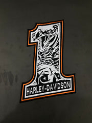 Large 12" H-D Eagle Symbol Patch | Premium Embroidered #1 Back Piece