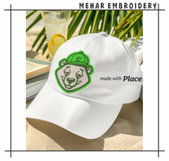 Streetwear Bear Green Hat Embroidery Design, 8 Sizes & 8 Formats