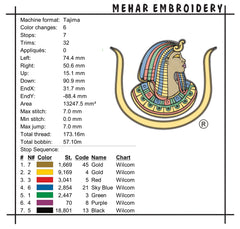 Egyptian Queen Embroidery Design, Nefertiti Goddess Digital File, African Queen Pattern