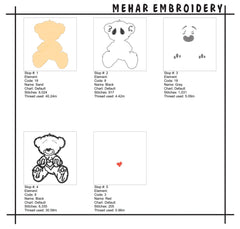 Sad Heart Bear Machine Embroidery Design, 8 Sizes & 8 Formats