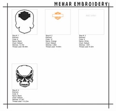 Harley Davidson Skull Machine Embroidery Design - 8 Sizes Included