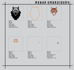 Howling Wolf Engine Embroidery Design – Biker Vest File (8 Sizes, 8 Formats) (Digital Download)