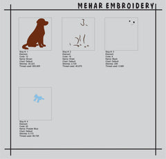 Chocolate Labrador Embroidery Design – Dog with Blue Bow (Digital File)