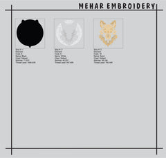 Large Wolf Embroidery Design – Gold & Black Biker Applique (Digital Download)