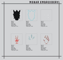 Cyberpunk Oni Mask Machine Embroidery Design - 8 Sizes & Multiple Formats