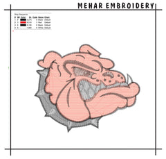 Bulldog Mascot Embroidery Design, Angry Red Bull Dog Digital File