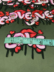 Dripping Love Lips Embroidered Patch – Streetwear Graffiti Applique Iron-On / Sew On for Jackets & Bags