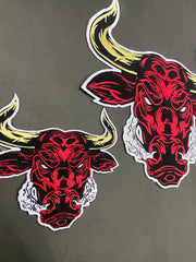 Raging Bull Embroidered Patch – Fierce Bull Head Applique