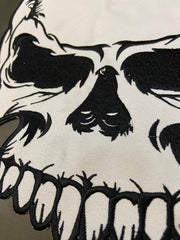 Large Skull Biker Patch: Embroidered Iron-On Vest Applique
