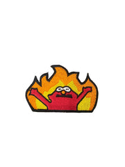 Elmo Flame Meme Embroidered Patch | Hellmo Rise Iron-On Patch | Funny Pop Culture Meme Badge for Jackets & Backpacks