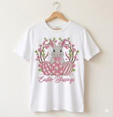 Easter Bunny Floral Embroidery Design – Spring Rabbit Eggs (Instant Download)