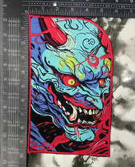 Japenese oni mask, ogre styled kensuke art embroidered back patch for biker jackets and vests